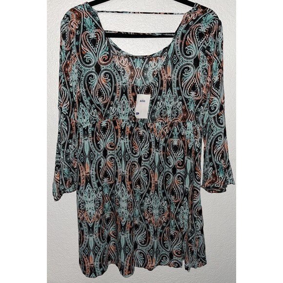 P inc Paisley Multi Color Blouse Top Women Sz Med. Open Back - Picture 6 of 7
